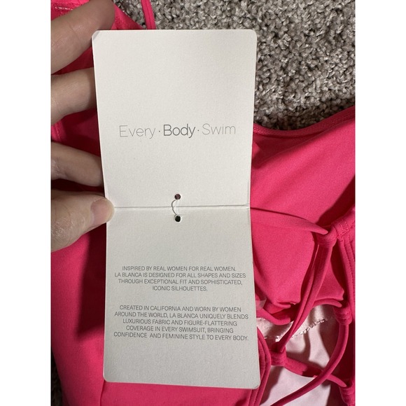 La Blanca One-Shoulder Tummy Control Swimsuit Pink Size 8 NWT Style LB0IG14 - Picture 4 of 8